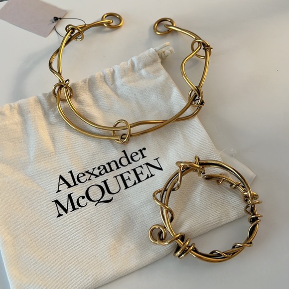 Alexander McQueen Necklace and Bracelet Set Wire Brass - Picture 3 of 8
